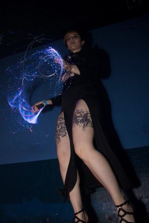 Goth with tattoos dancing