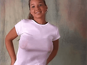 Christina Model wet t-shirt seethru jiggle bounce GIF