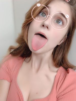 tongue glasses nerdy cum face