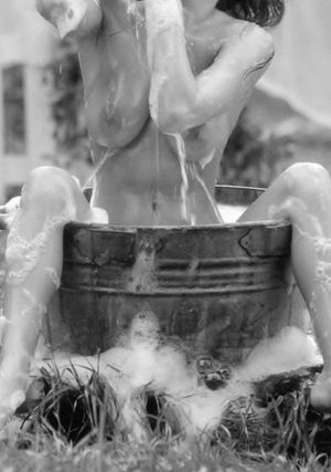 Soapy outdoor bath