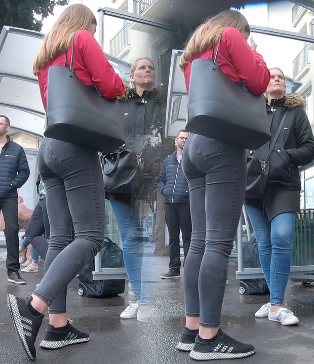 hot brunette in black jeans
