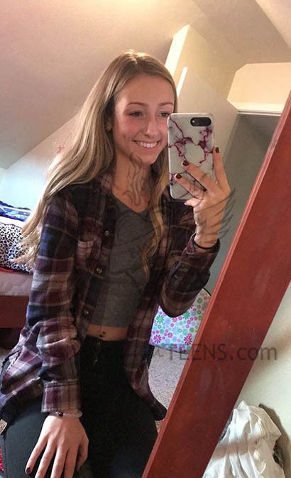 Hot and sexy blonde teen secret selfies - trying out her new phone camera in her bedroom