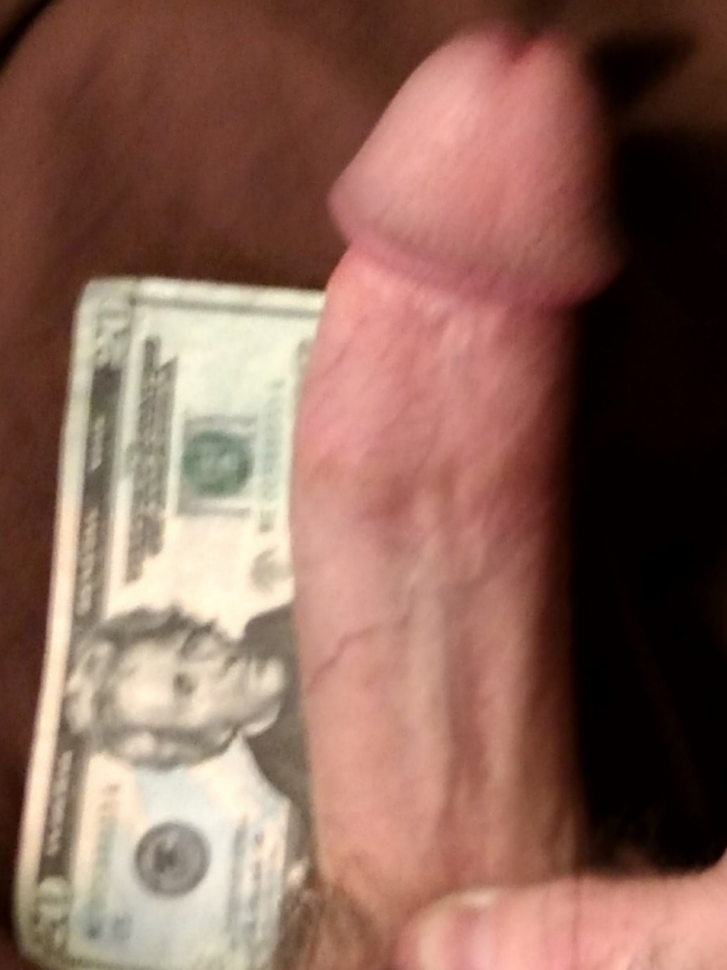 Zoomed fat cock with dollar bill for size reference