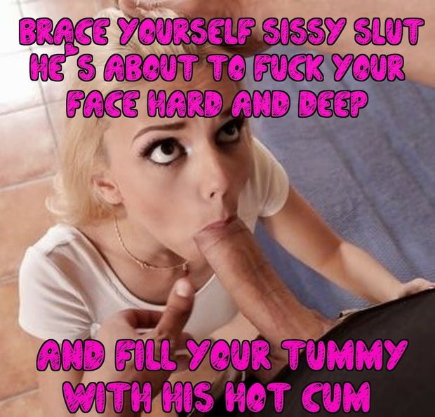 Blonde Sissy Caption Tummy Full Of Cum