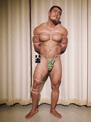 muscles, bulges - turkey trussed.