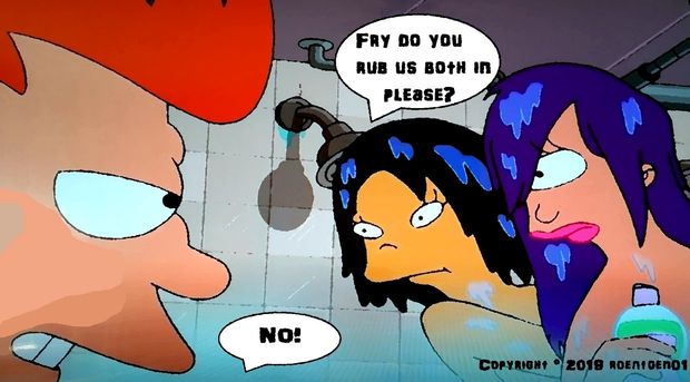 Futurama - What? Fry wan't Leela and Ami not see nude!!! *roentgen01*