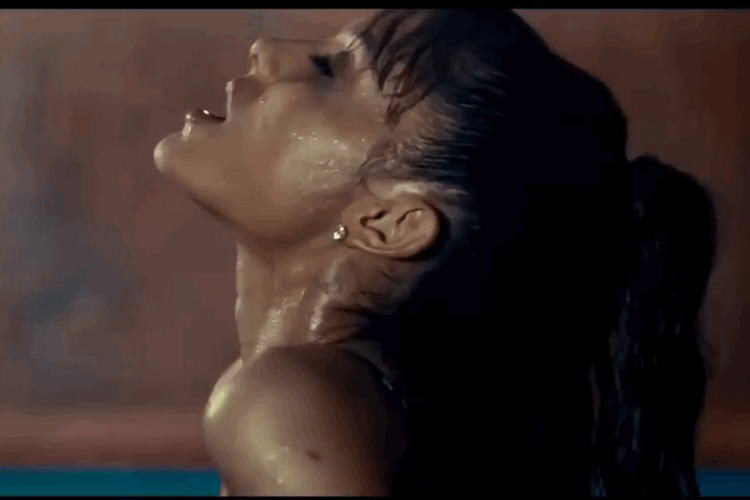 “Oh shit” says Ariana as her clit is sucked on like a pacifier