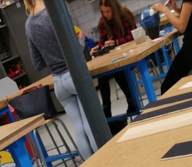 Sexy girlfriend in my classroom