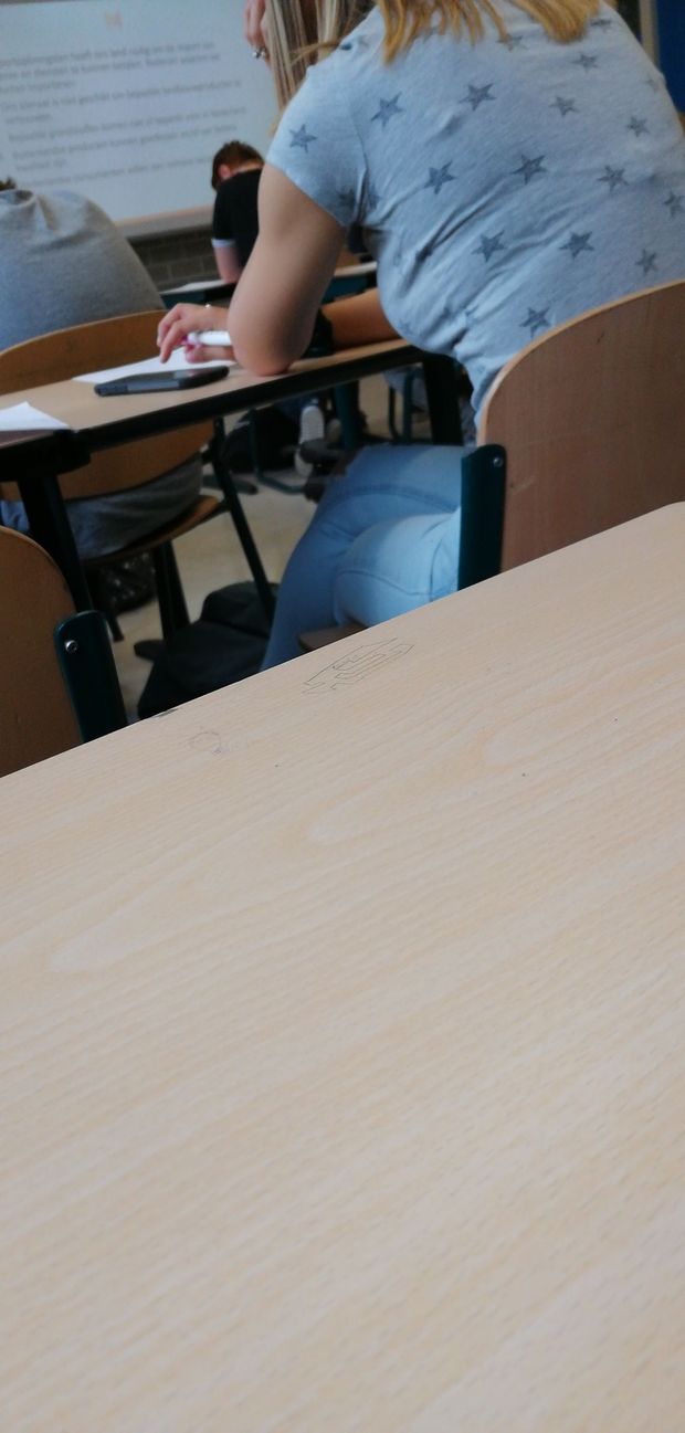 Sexy girlfriend in classroom, you can see her bra