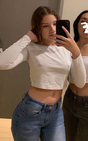 Curvy teen showing off her hard nipples