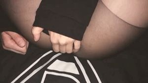 Ripped pantyhose oiled pussy