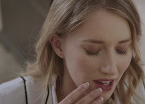 blonde with discrete cumshot