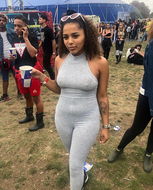 Busty ebony at festival