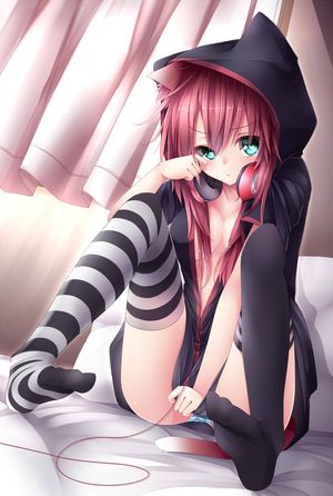 cute, shy neko hiding herself