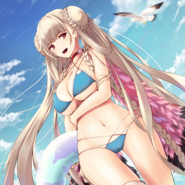 azur_lane bikini breast_hold enchuu formidable_(azur_lane) swimsuits thighhighs