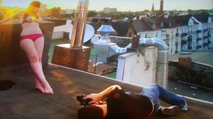 german Amateur Model busty topless pink on roof top *roentgen01*