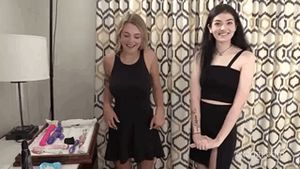 Blonde with big tits undressing