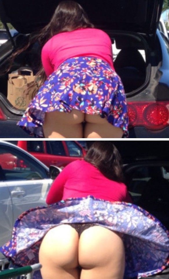 Milf upskirt wind