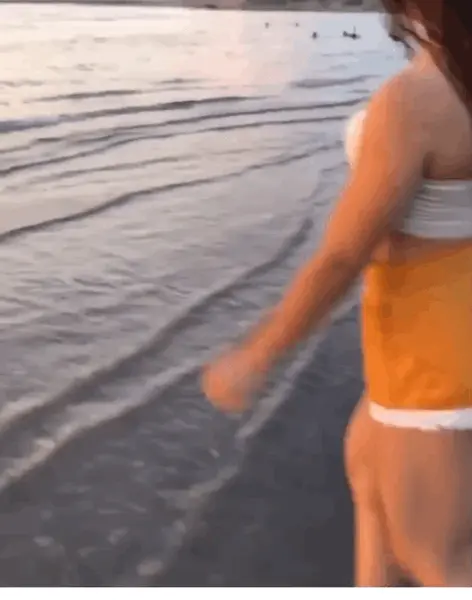 Walking on the beach with Cheyenne