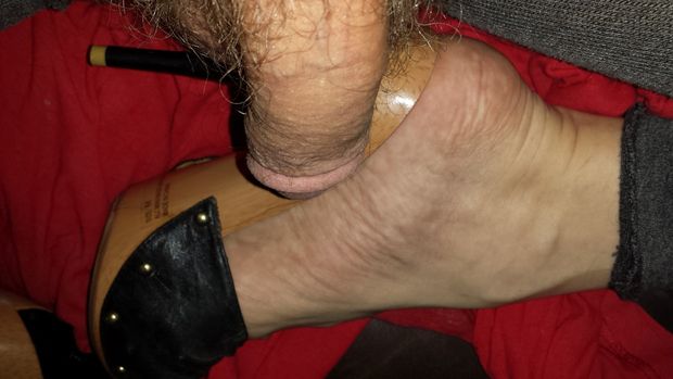 Me my sexy feminine feet in high heel miles taken while I had my 10 inch dildo stuffed up my gurlpussy as a butt-plug