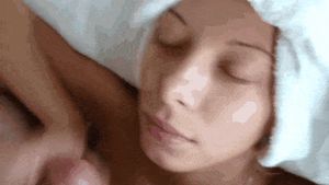 Facial for a teen cum slut