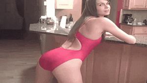 Sexy in Swimwear teasing swimsuit ass GIF