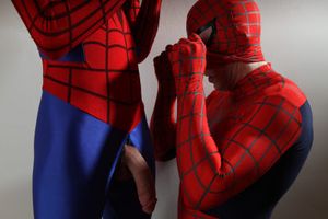 Spiderman going down on his clone's big dick