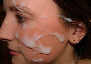 Look closely, his thick cum is all over my face.
