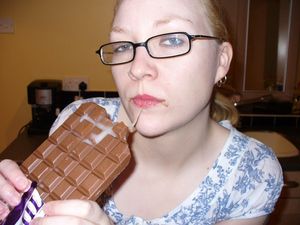 I know you are looking at me and... There is more space on the chocolate