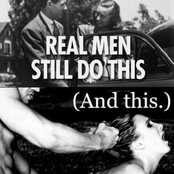 He holds doors for her in public, he fucks her hard in private.  My kind of man.