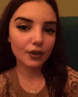 Brunette long tongue