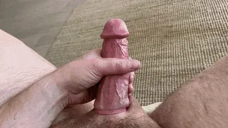 rubbing veiny cut oily cock