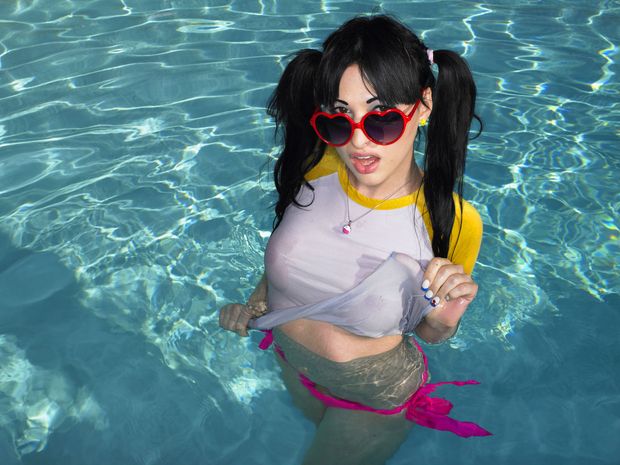 Bailey in the pool