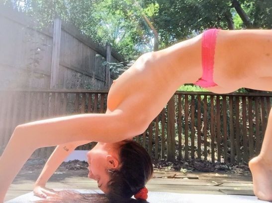 Gymnastic Bridge posing Slovak Woman