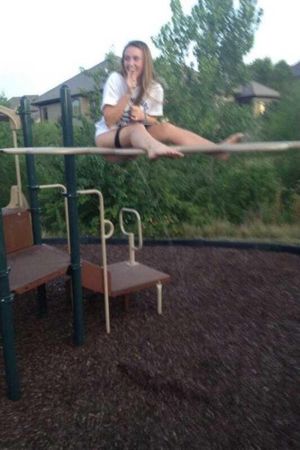 cute drunk teen peeing on playground