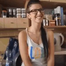 Nerdy slut gets covered in cum by multiple cocks!