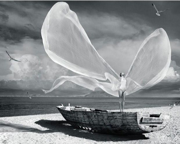 Butterfly effect in sexy swim suite as a Tantra Game