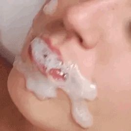 facial bukkake gives mouth full of of cum