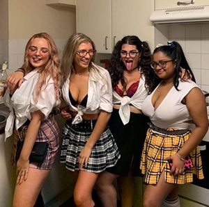 Big tit bekki does a slutty Halloween with her friends