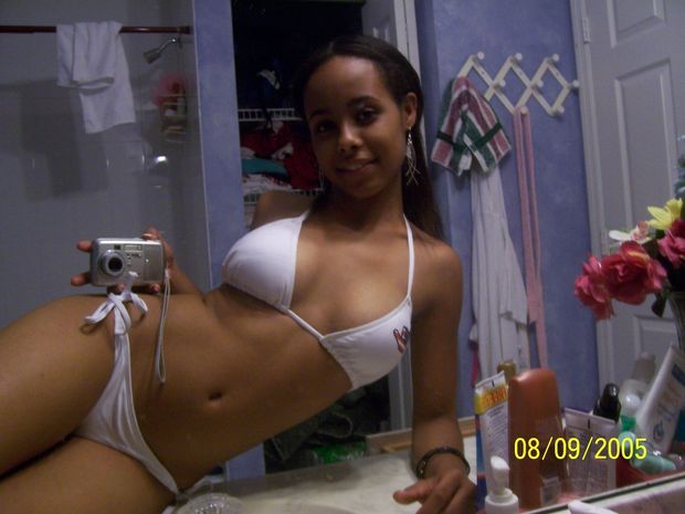 Ebony Teen in White Bikini