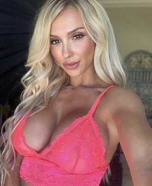 Hot blonde teen in pink laced lingerie