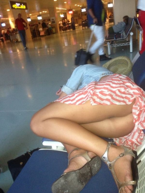 Drunk Slut Sleeps On Bus Station