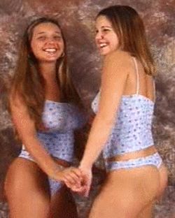 Christina and Missy models dancing bounce GIF