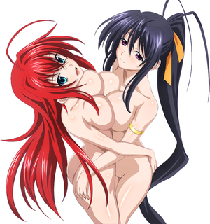Rias and Akeno rub between each other