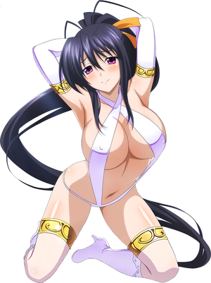 Akeno must stay on her knees and suck a huge tail