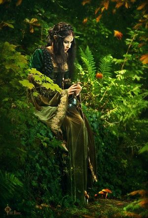 Elven Priestess holds a draught : Love potion or deadly poison... she will not tell.