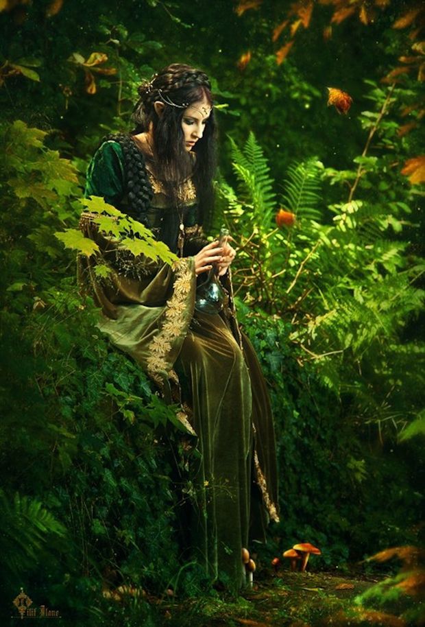 Elven Priestess holds a draught : Love potion or deadly poison... she will not tell.