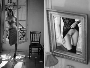 Rie Rasmussen self portraits of boobs and pussy.