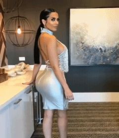 Hot latina in tight silver dress