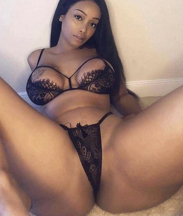 Thick thighs ebony in sexy lingerie